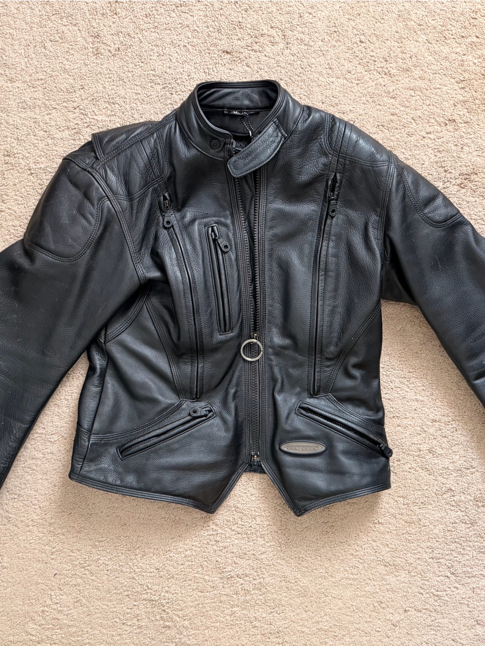 Classic Black Leather Motorcycle Jacket - Women - Picture 2 of 13